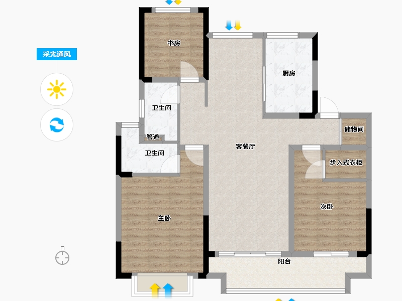 江苏省-泰州市-佳兆业壹号公馆-109.00-户型库-采光通风