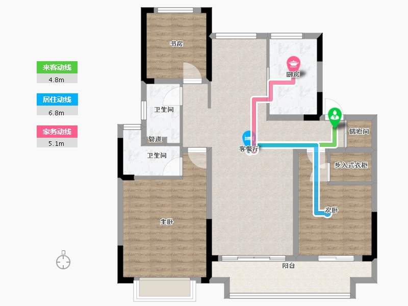 江苏省-泰州市-佳兆业壹号公馆-109.00-户型库-动静线