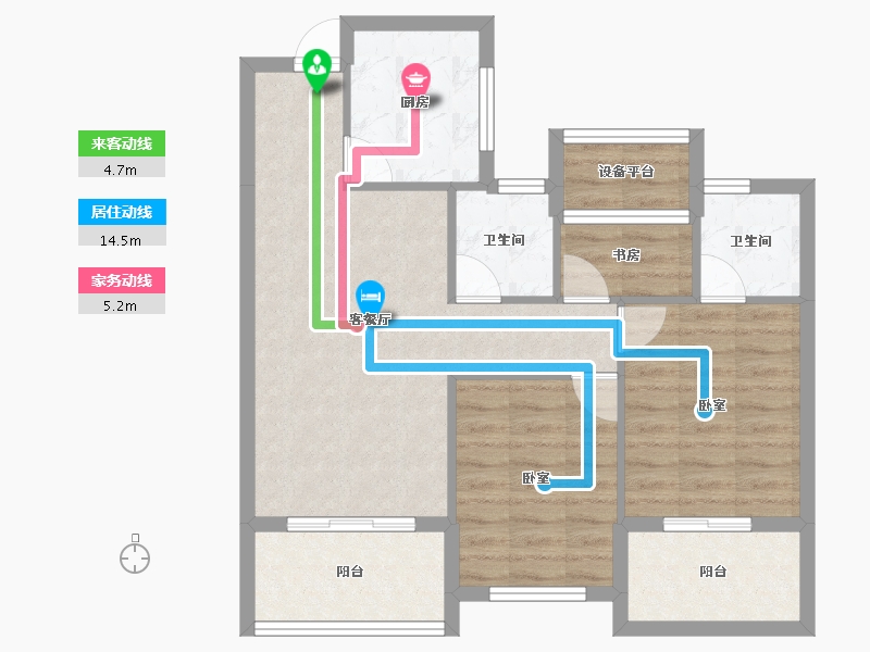 浙江省-湖州市-香溪丽舍·丽园-74.50-户型库-动静线