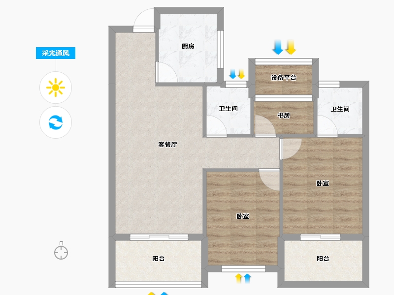 浙江省-湖州市-香溪丽舍·丽园-74.50-户型库-采光通风