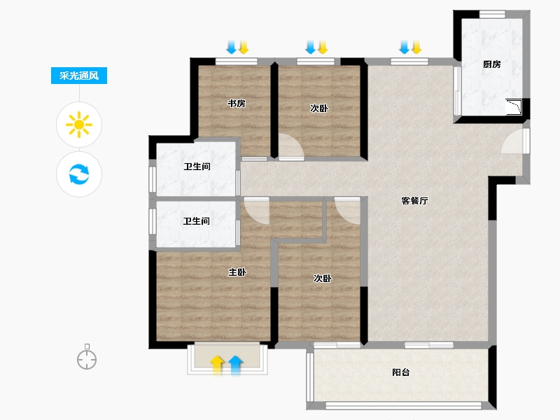 江西省-九江市-保利·庐山林语-104.50-户型库-采光通风