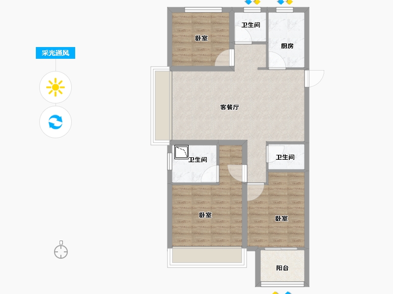 浙江省-丽水市-凤凰台-78.00-户型库-采光通风