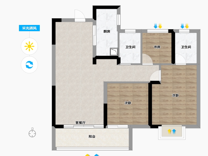 江西省-九江市-保利·庐山林语-77.31-户型库-采光通风