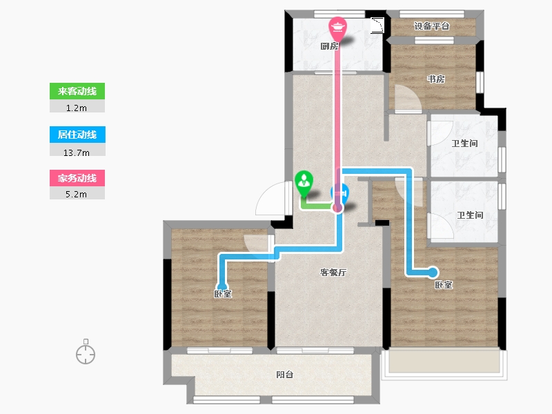 浙江省-金华市-美的上湖华章-87.00-户型库-动静线