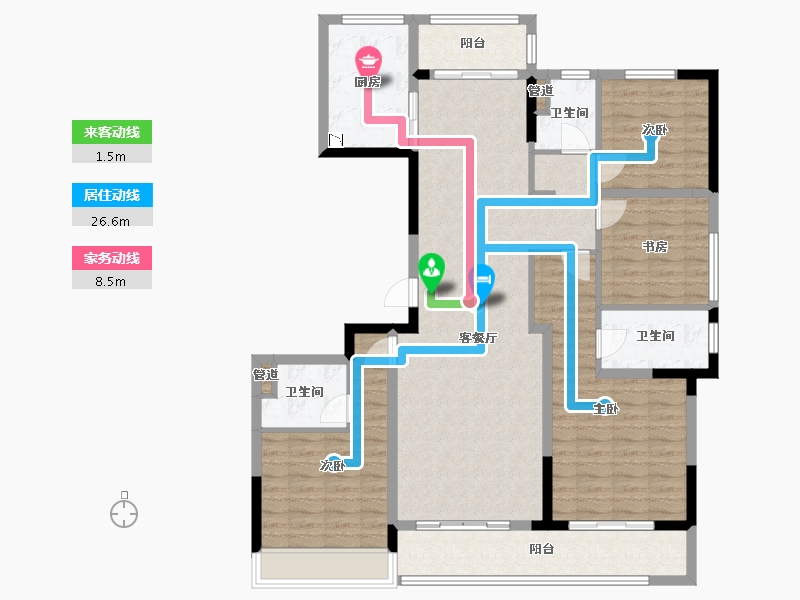 江苏省-泰州市-绿城春江明月-130.74-户型库-动静线