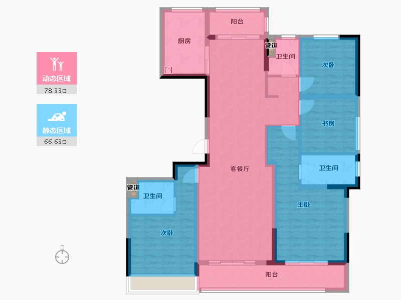 江苏省-泰州市-绿城春江明月-130.74-户型库-动静分区