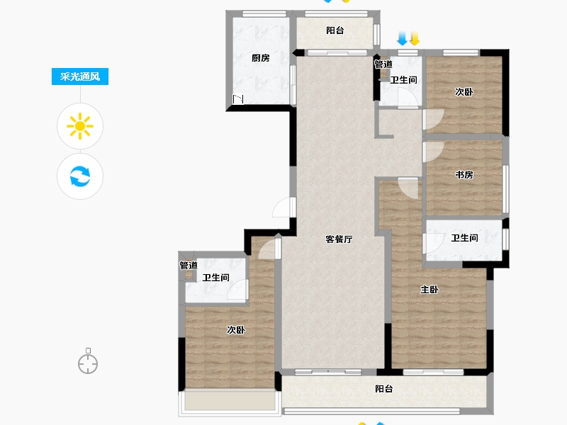 江苏省-泰州市-绿城春江明月-130.74-户型库-采光通风