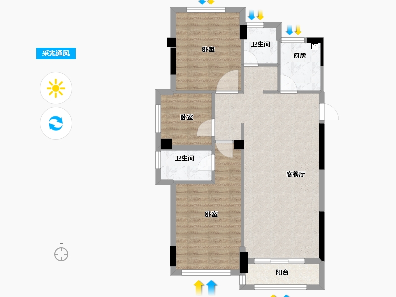 福建省-泉州市-中融天玺-76.99-户型库-采光通风