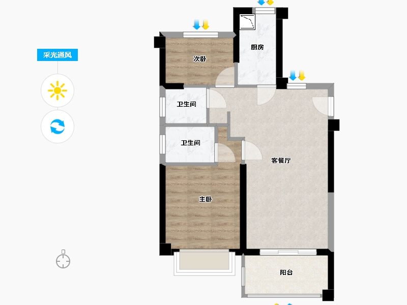 福建省-厦门市-海投东湖城-57.96-户型库-采光通风