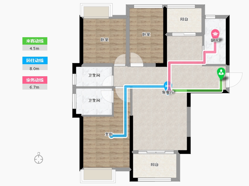 福建省-泉州市-百捷中央公园御府-93.58-户型库-动静线