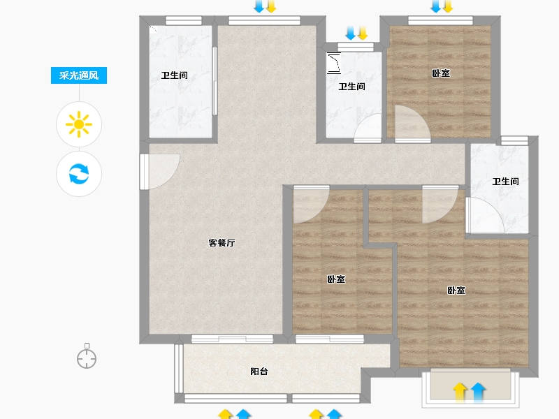 浙江省-丽水市-中骏建杭·璟园-88.01-户型库-采光通风