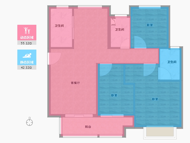 浙江省-丽水市-中骏建杭·璟园-88.01-户型库-动静分区