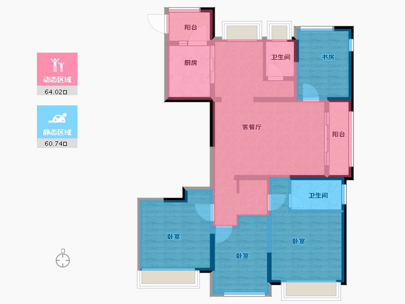 浙江省-宁波市-荣安香园2期-111.00-户型库-动静分区