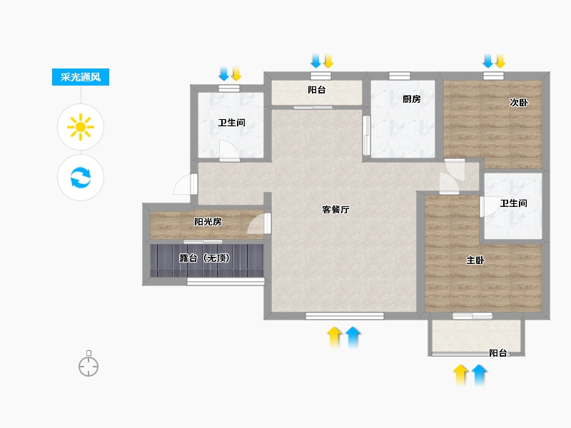 山东省-青岛市-旭辉银盛泰博观星海一期-81.99-户型库-采光通风