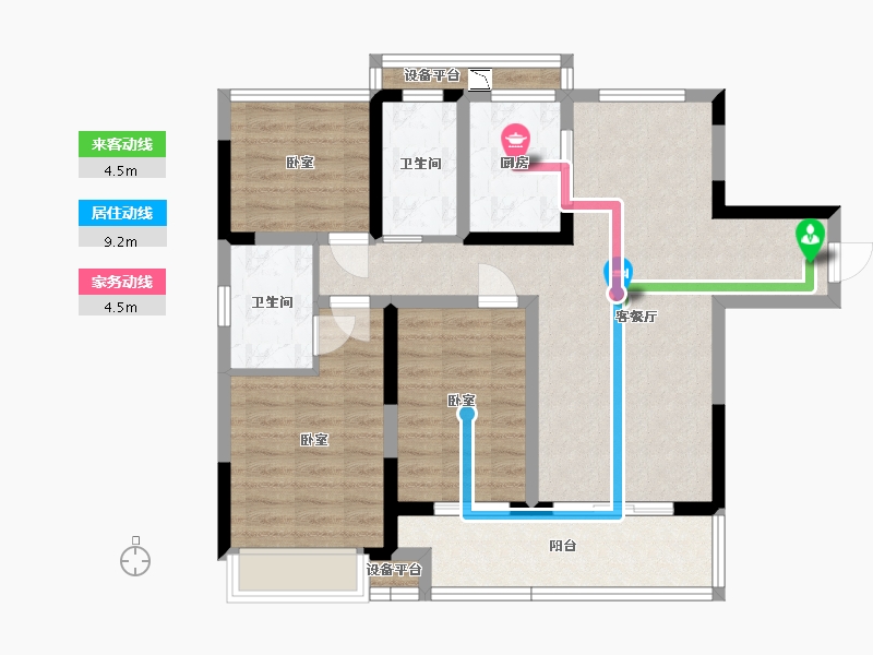 浙江省-宁波市-宝龙雅戈尔·江汇城-88.33-户型库-动静线