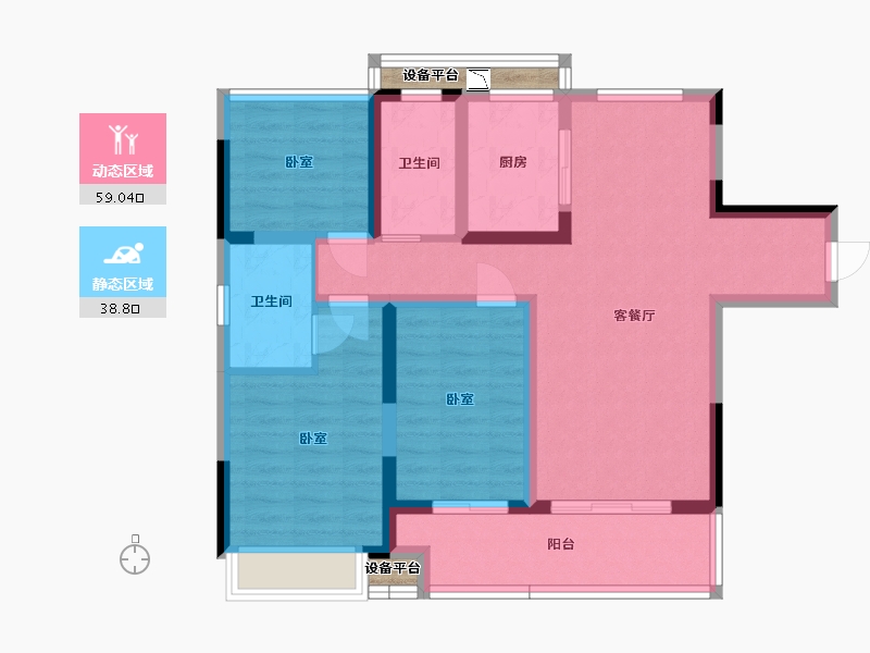 浙江省-宁波市-宝龙雅戈尔·江汇城-88.33-户型库-动静分区