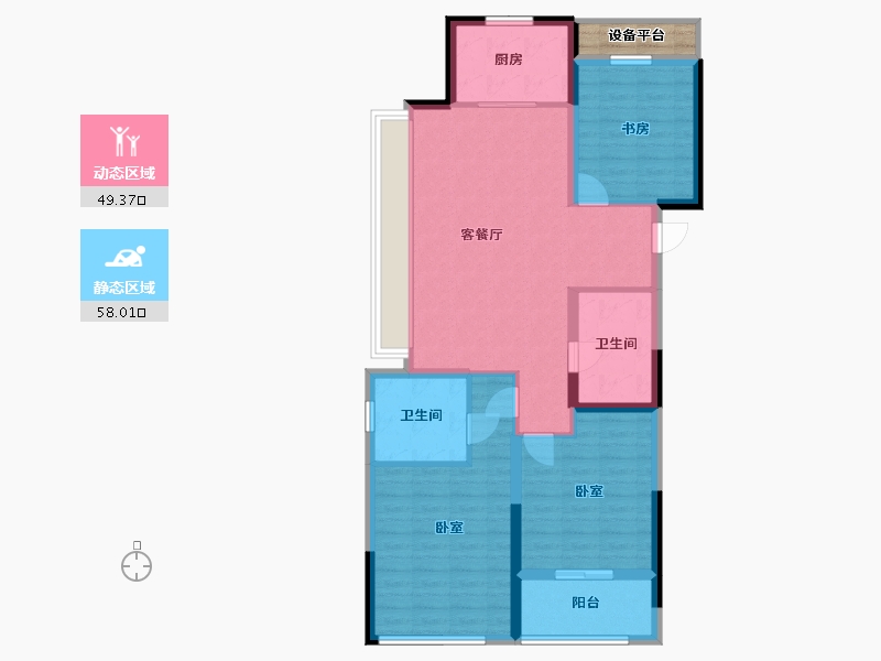 浙江省-嘉兴市-万城景湖园-98.93-户型库-动静分区