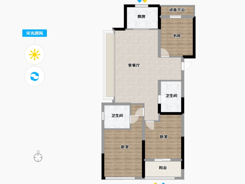 浙江省-嘉兴市-万城景湖园-98.93-户型库-采光通风