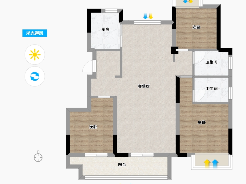 江西省-九江市-锦天府-85.46-户型库-采光通风