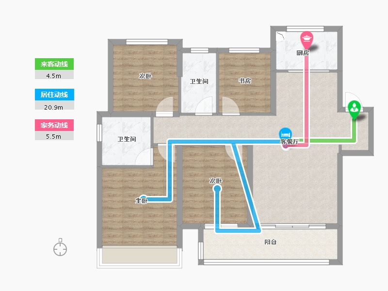 江苏省-徐州市-融创工润 淮海壹号 六樟台-106.00-户型库-动静线