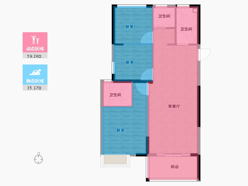 浙江省-丽水市-华融龙璟台-85.01-户型库-动静分区