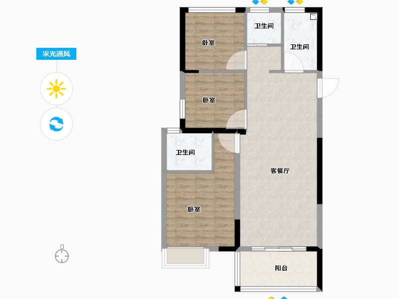 浙江省-丽水市-华融龙璟台-85.01-户型库-采光通风