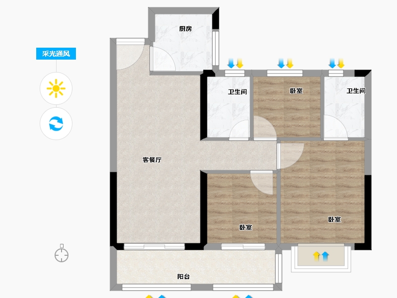 福建省-泉州市-南益阳江春晓-71.00-户型库-采光通风