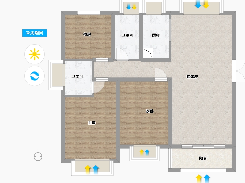 江西省-九江市-恒丰·理想城-95.20-户型库-采光通风