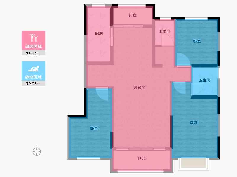 宁夏回族自治区-吴忠市-壹号公馆-110.69-户型库-动静分区