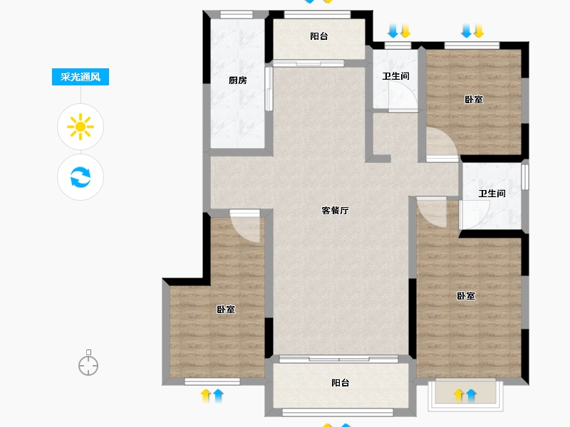 宁夏回族自治区-吴忠市-壹号公馆-110.69-户型库-采光通风