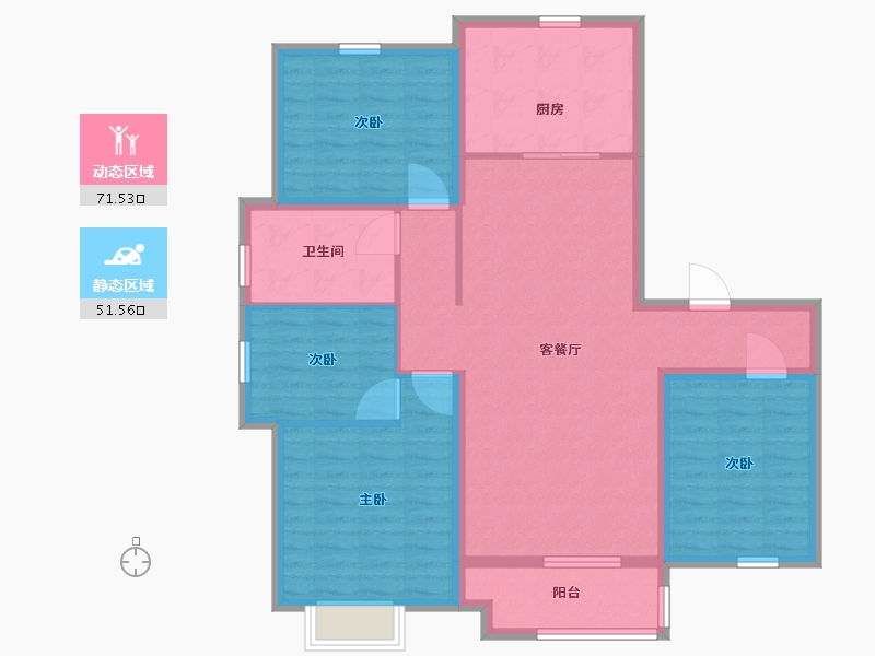 山东省-青岛市-鲁商中央公馆-111.00-户型库-动静分区