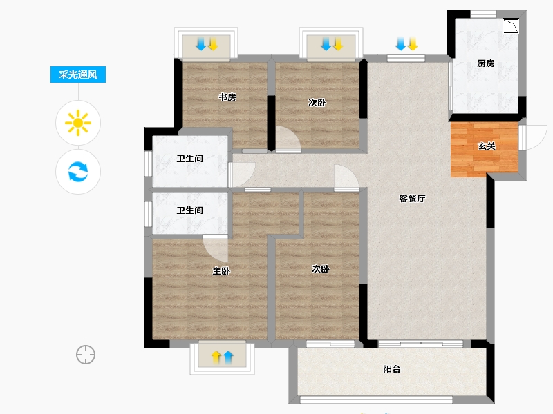 江西省-九江市-保利·庐山林语-97.60-户型库-采光通风