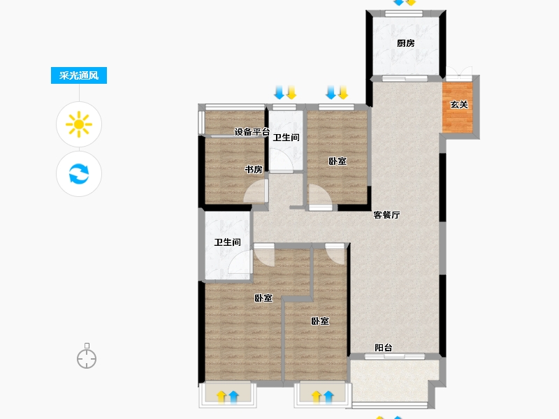 浙江省-湖州市-湖州新城吾悦广场-110.01-户型库-采光通风