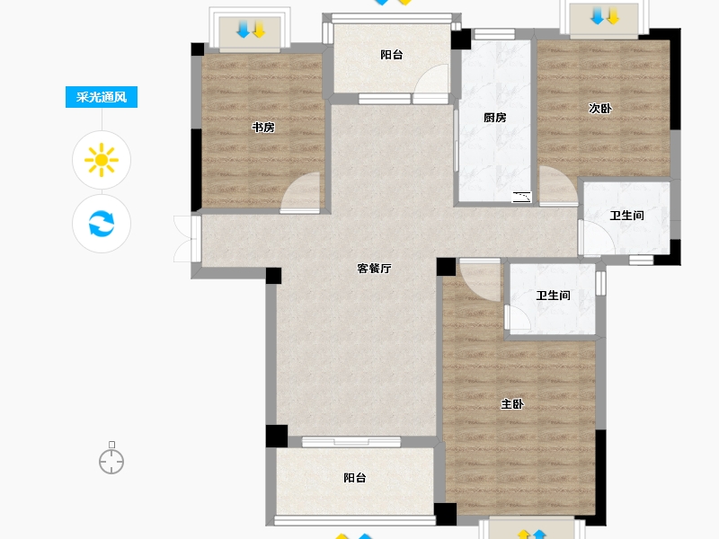 福建省-泉州市-南安明发国际城-97.62-户型库-采光通风