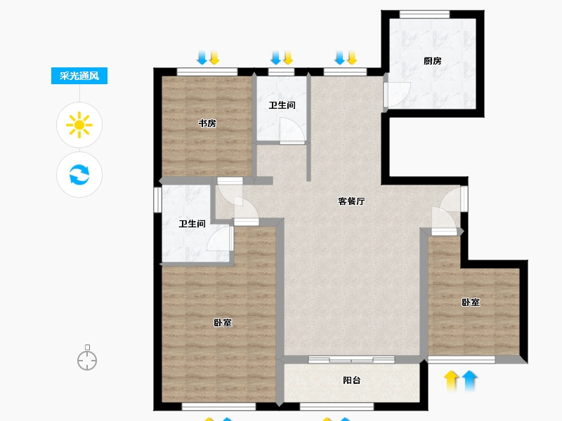 宁夏回族自治区-银川市-领东悦邸-93.22-户型库-采光通风