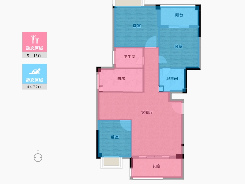 福建省-泉州市-鼎丰书香豪庭-88.66-户型库-动静分区