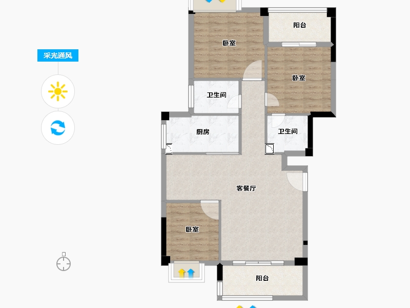 福建省-泉州市-鼎丰书香豪庭-88.66-户型库-采光通风