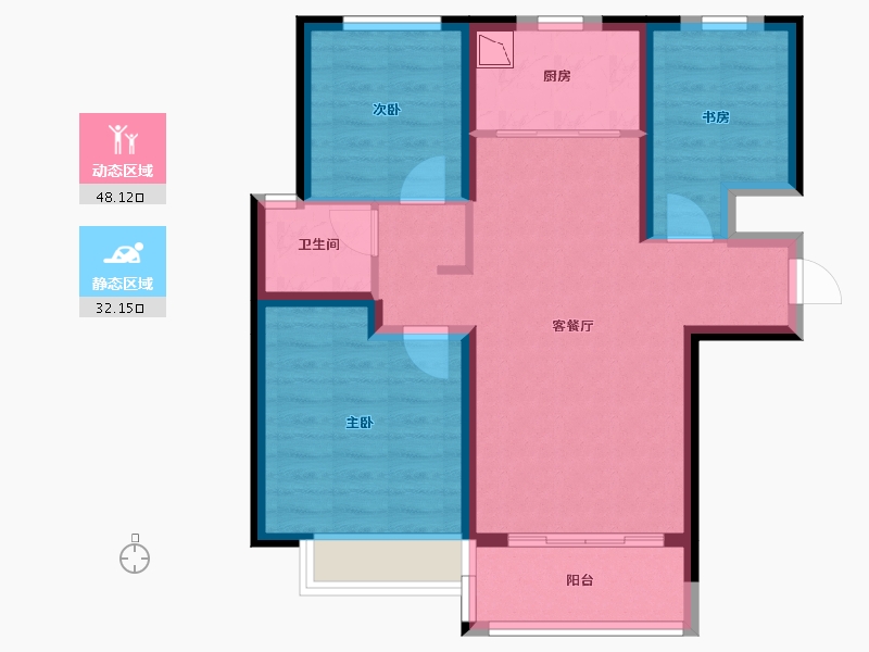 甘肃省-兰州市-碧桂园城市花园-70.95-户型库-动静分区