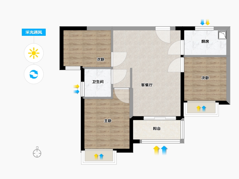 福建省-厦门市-前海湾-70.01-户型库-采光通风