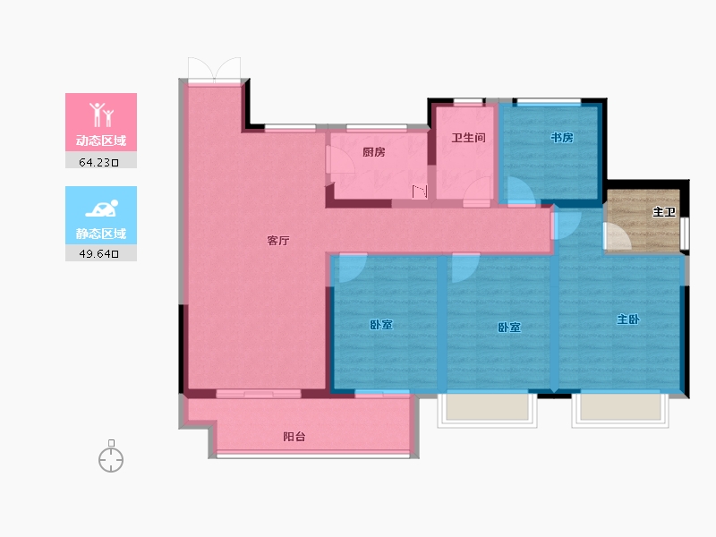 江苏省-盐城市-荣润晨熙府-105.45-户型库-动静分区