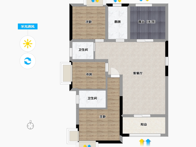 江西省-南昌市-美高东郊紫园-89.15-户型库-采光通风