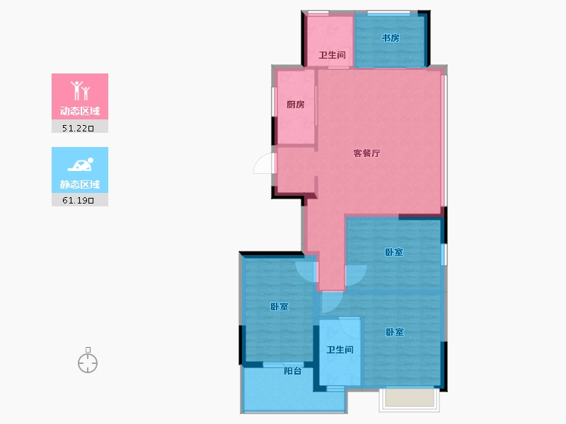 浙江省-嘉兴市-万科翡翠四季-102.00-户型库-动静分区