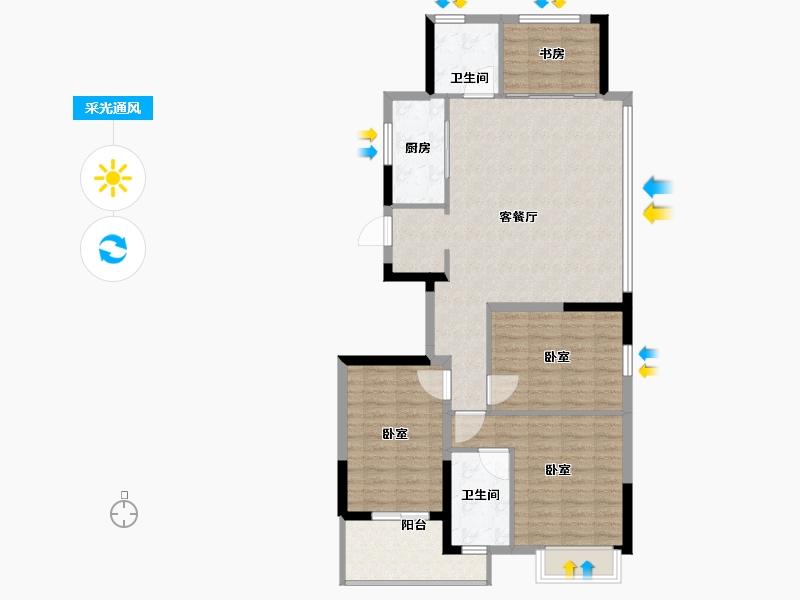 浙江省-嘉兴市-万科翡翠四季-102.00-户型库-采光通风