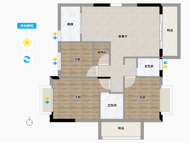 福建省-南平市-新城中心御峰-86.00-户型库-采光通风