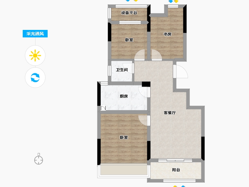 浙江省-金华市-三江府-69.00-户型库-采光通风