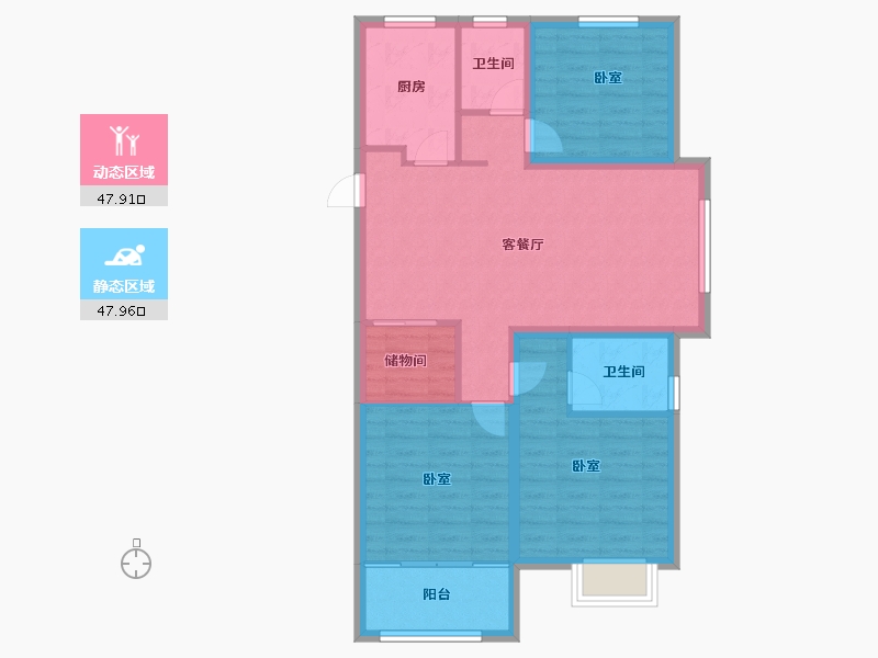 浙江省-杭州市-菱湖玉园-86.00-户型库-动静分区