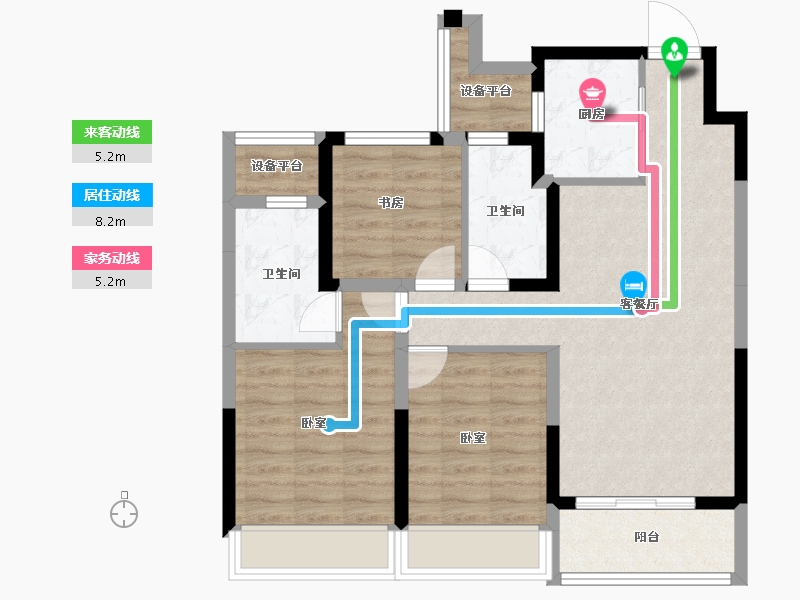 浙江省-绍兴市-融创绍兴壹号院-79.84-户型库-动静线