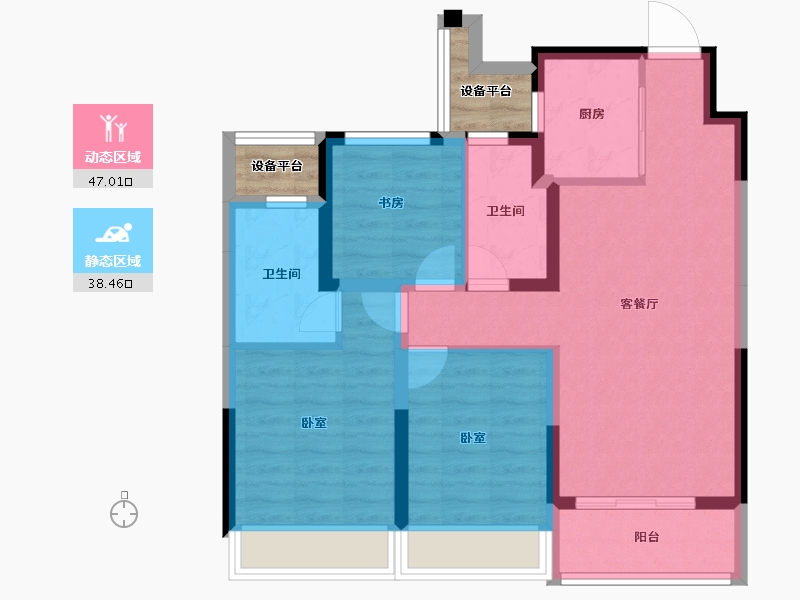 浙江省-绍兴市-融创绍兴壹号院-79.84-户型库-动静分区