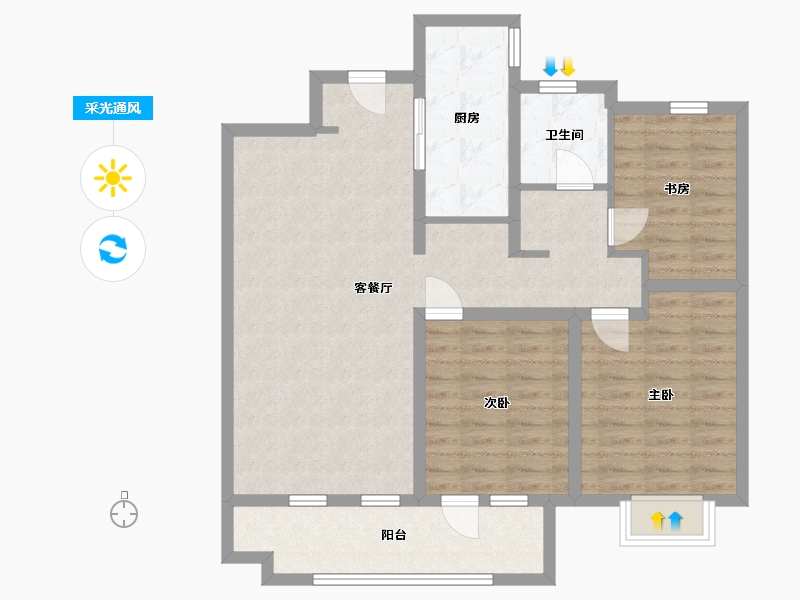 山东省-青岛市-海尔产城创东方文华-94.00-户型库-采光通风