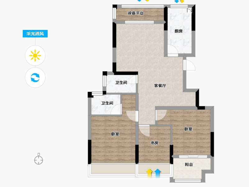 浙江省-金华市-三江府-77.00-户型库-采光通风